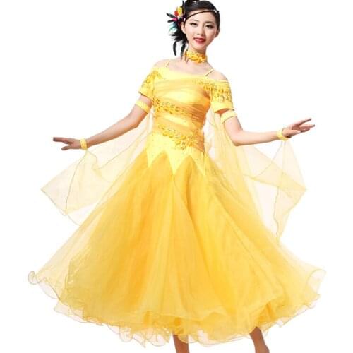 Dance dress costume Modern Dance costumes one piece dress big flare mesh hem
