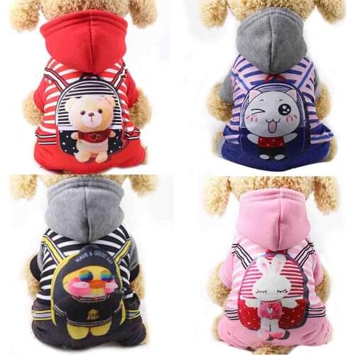 Pet Hoodie Dog Clothes Four leg Jumpsuit For Dogs Winter Warm Clothes For Small Dogs Schoolbag Print French Bulldog Yorkshire
