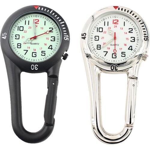 Outdoor Mini Carabiner Safety Buckle Rock Climbing Backpack Buckle Waterproof Luminous Clip-on Quartz Watch Alloy Fob Watch