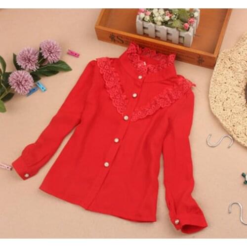 2020 Spring Fall Children Clothes Chiffon Child Shirts For Teenage Girls Clothes Kids Lace Patchwork Blusas Toddler Girls Tops