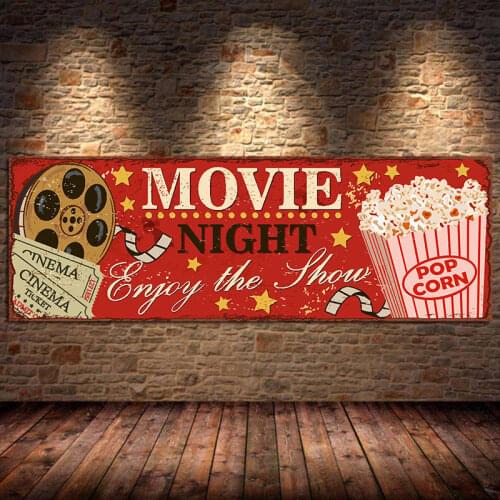Vintage Cinema Sign Posters and Prints Cinema Wall Art Picture Retro Canvas Painting Home Movie Theatre for Living Room Unframed