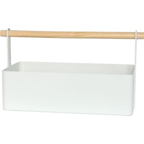 Japanese Northern Wind Fresh Wood Handle Receive A Basket Of Medicine Cosmetics Receive Desktop Carrying Baskets