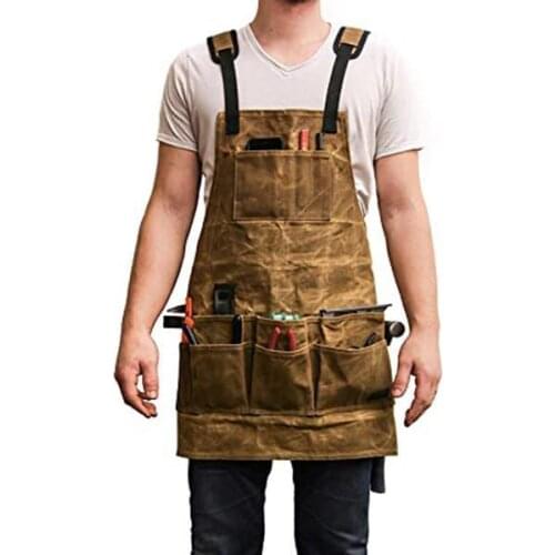 Mintiml Apron Collector Waxed Canvas Heavy Duty Work Apron With Pockets Garden Car Repair Tools Storage Can Adjustable