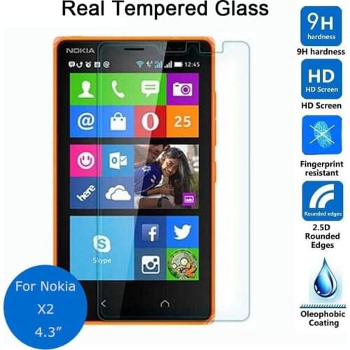 For Nokia X2 Tempered glass Screen Protector 0.26mm 2.5 9h Safety Protective Film on X2 Dual Sim Cover pelicula de vidro