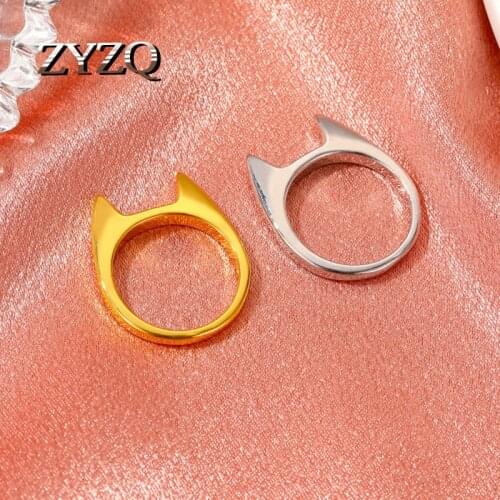 ZYZQ Korean Kawaii Cat Ear Rings For Women Simple And Cute Animal Ring for Girlfriends Daily Matching Jewelry Wholesale