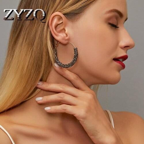 ZYZQ 2020 New Fashion Hoop Earrings For Women Gold-color Round Geometric Vintage Earrings Jewelry For Wedding Party