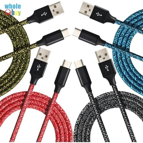 1m 2m 3m good quality micro 5pin 8pin fabric nylon colorful braided cable Accessory Bundles for Type-C USB C 100pcs/lot