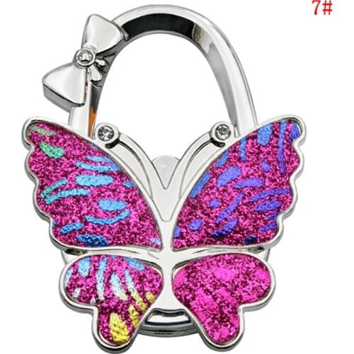 1Pcs Metal Portable Colorful Butterfly Pattern Fashion Wallet Hooks Alloy Purse Handbag Bag Unique Folding Hanger Hook Holder