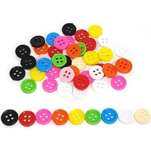 100pcs Assorted Candy Colors Small Round Buttons 4 Holes Plastic Size 9mm Garment Sewing Lampwork Accessories DIY Scrapbookings