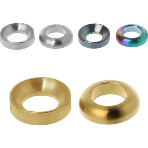 2 Pcs/Set Bicycle Spacer Hydraulic Brake Caliper M6 Titanium Alloy MTB Bike Parts Repair Convex Concave Hollow Washer Rings