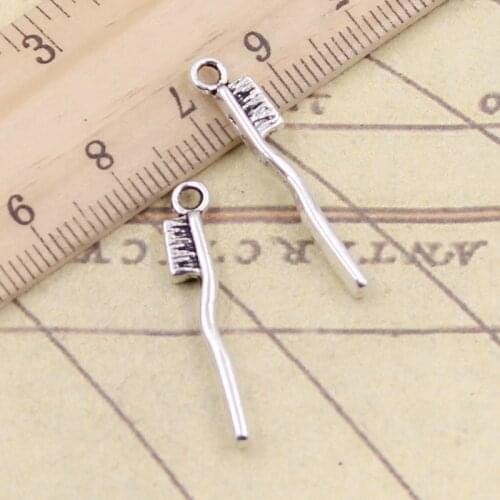 20pcs Charms Toothbrush 29x13mm Tibetan Bronze Silver Color Pendants Antique Jewelry Making DIY Handmade Craft