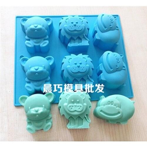 3D Animal Kingdom Shape Fandont Candy Cake Chocolate Mold Silicone Ice Tray Soap Mold Cake Decorating Tools