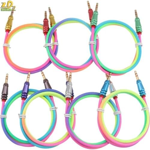 500pcs Aux Cable 3.5mm Jack Male To Male Audio Cable 1m Rainbow Round Bullet Cable for Car Speaker IPhone Samsung HTC Aux Cord