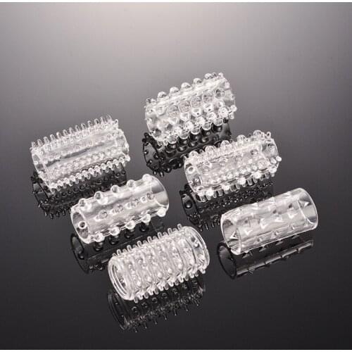 6PCS/Box Transparent Penis Sleeve Condom Reusable Male Enlargement Time Delay Erection Enhancer Finger Condoms Sex Toy For Men