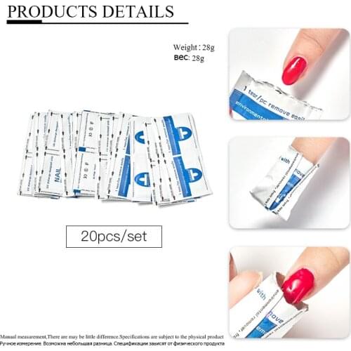 60pcs Portable Nail Removal Bag Set Nail Polish Remover Wraps Nail Art Film Pack Removal Wipes For Manicure Clean Accessories