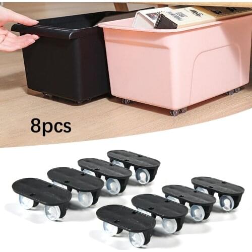 8pcs Adhesive Pulley Storage Box Casters Trash Can Self-Adhesive Furniture Caster Wheel Home Silent No Scratches Casters