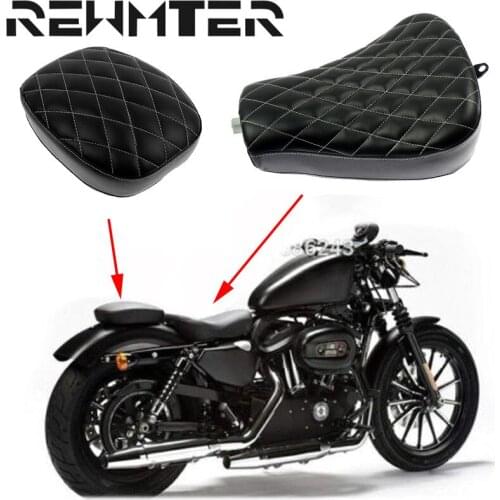 Motorcycle Accessories Front Rider Solo Seat +Rear Passenger Pad Black For Harley Sportster XL 883 48 72 1200