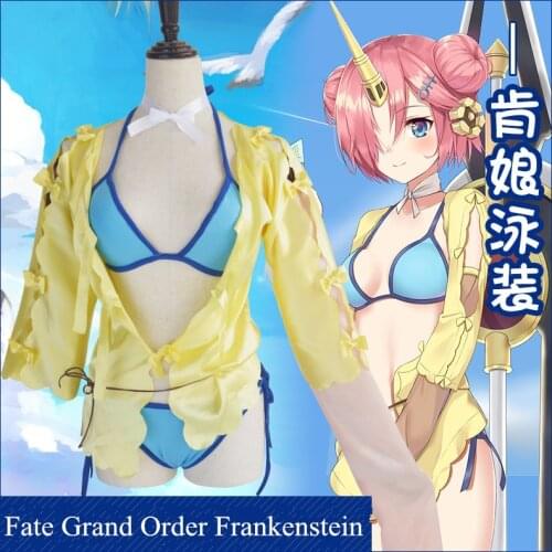 Anime! Fate Grand Order Frankenstein Swimsuit Cosplay Costume Summer Pool Party Lovely Swimwear For Women 2018 New Free Shipping