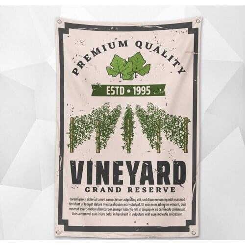VINEYARD GRAND RESERVE! Vintage Beer Festival Banner Wall Hanging Bar Wine Cellar Cafe Parties Decor Beerfest Poster Tapestry