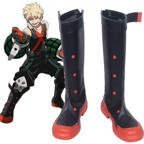 Costumebuy My Hero Academia Boku no Hero Akademia Cosplay Shoes Ground Zero Bakugou Katsuki Boots Costume Accessory Halloween