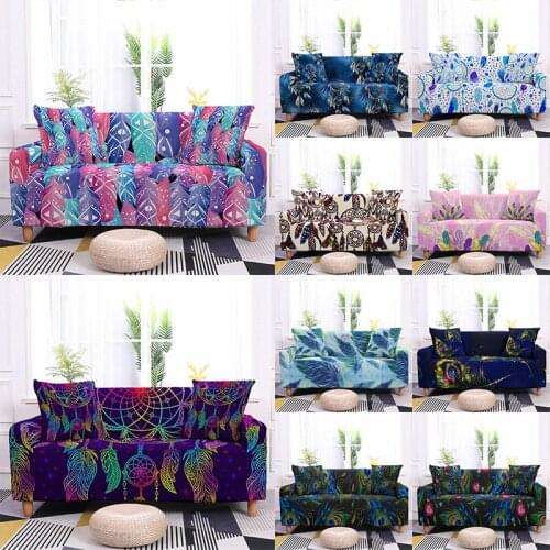 Feather Stretch Sofa Cover Elastic Couch Cover Modern Sofa Slipcover Fully-wrapped Corner Couch Cover for Living Room