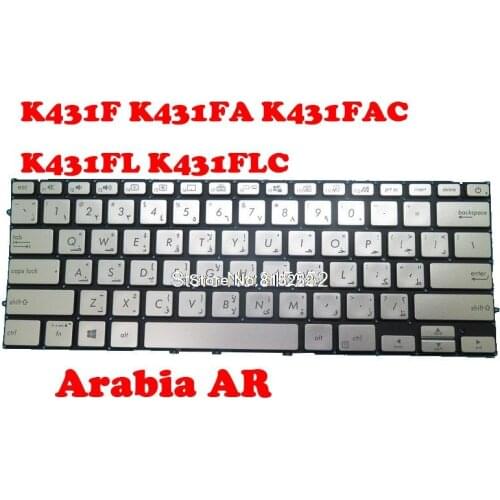 Laptop Keyboard For ASUS K431F K431FA K431FAC K431FL K431FLC sliver With Backlit Arabia AR