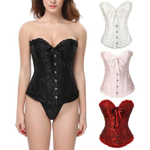Lace Up Corset Jacquard Floral Bustier Plus Size 6XL Gorset Busk Korsett For Women Outfit Waist Slimming Clothing