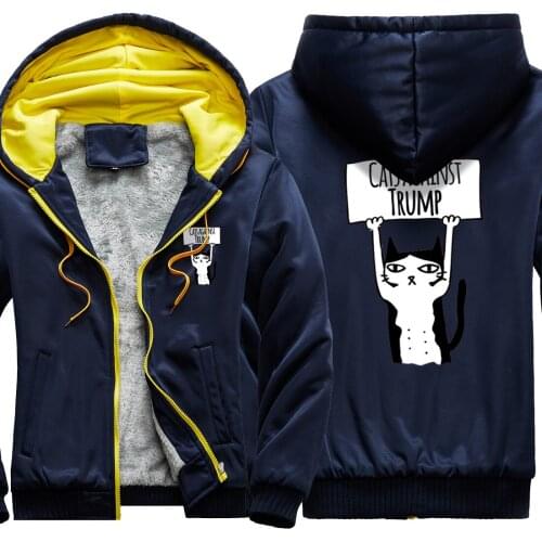 Cat Printing Camouflage Raglan Thicken Jackets For Mens Wool Liner Fashion Clothing And Hooded Hip Hop Casual moletom masculino