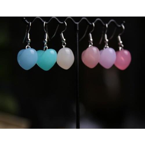 Lovely candy color Heart Drop Earrings Resin Cute Birthday Party Earrings for women Funny Unique Jewelry gift