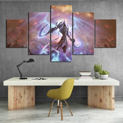 Modular Posters Wall Artwork Canvas Diablo 3 Game Home Decoration 5 Panel Paintings HD Printed Office Room Framework Pictures