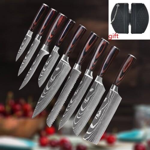 Stainless Steel Damascus Pattern Chef Knives Set Sashimi Kitchen Knife Set Butcher Boning Knife Fruit Vegetable Knives