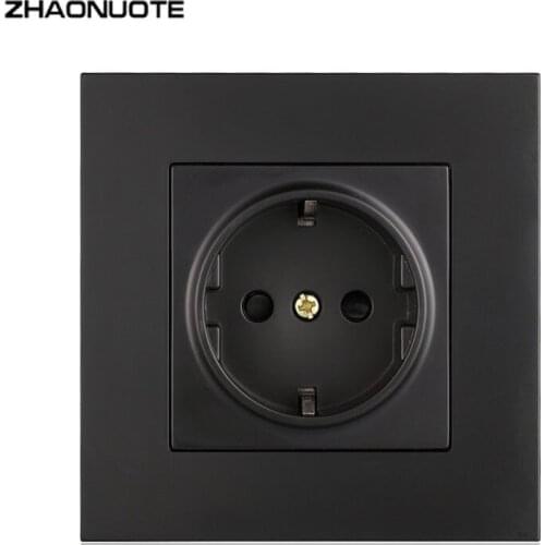 European Socket Panel German Standard 86 Type Panel Power Supply Wall Concealed EU Black Universal Socket
