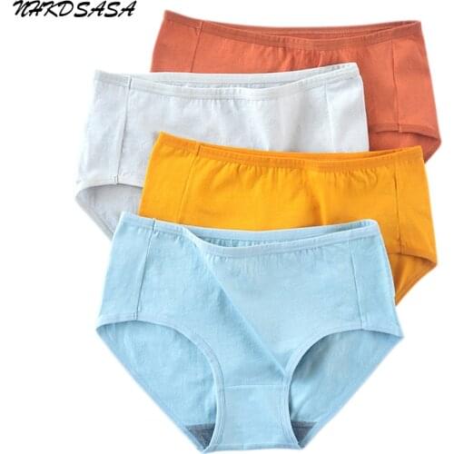 NHKDSASA Brand Womens Panties Plus Size Soft Cotton Briefs Solid Mid-Rise Ladies Comfortable Lingerie For Female Underwear 2021