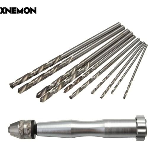 New 1PC Mini 120mm Micro Aluminum Hand Drill Drilling Clamping 0.1-3.5mm +10 PCS Drills Bits Power Tools for Woodworking drill