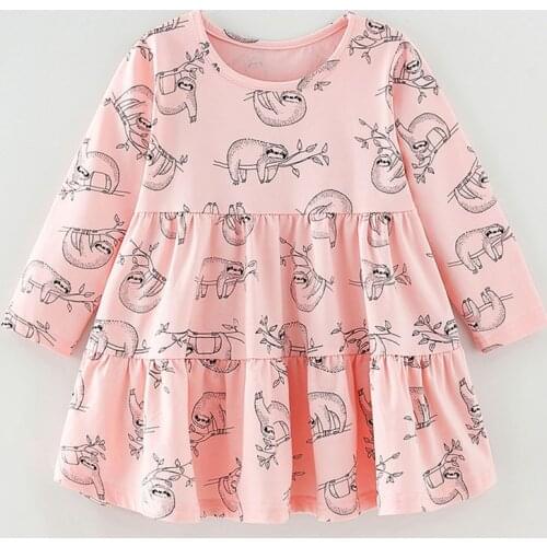 New 2020 Brand 100% Knitted Cotton Baby Girl Clothes Infant Bebe Kids Long Sleeve Dresses for Girls Casual Tops One-pieces Dress