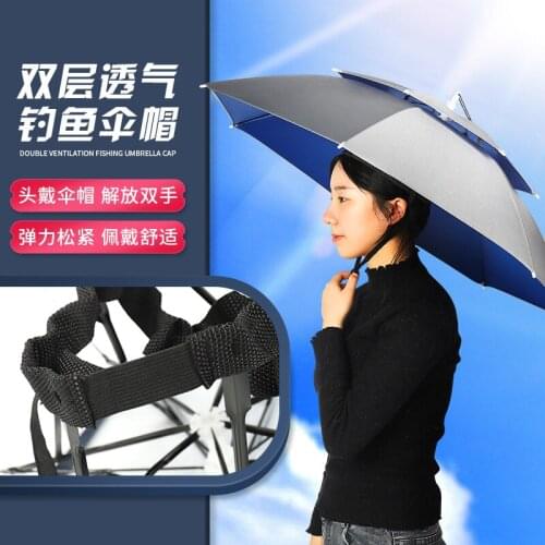 Wholesale Fishing Umbrella Cap Large Childrens Adult Hat Headwear Umbrella Hat Mens and Womens Outdoor Folding Umbrella