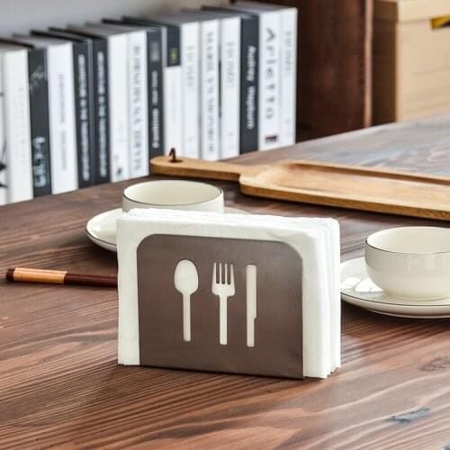 Napkin Rack Stainless Steel Tissue Holder Cutlery Hollow-Out Design Paper Towel Box Table Decoration Kitchen Dinning Decoration
