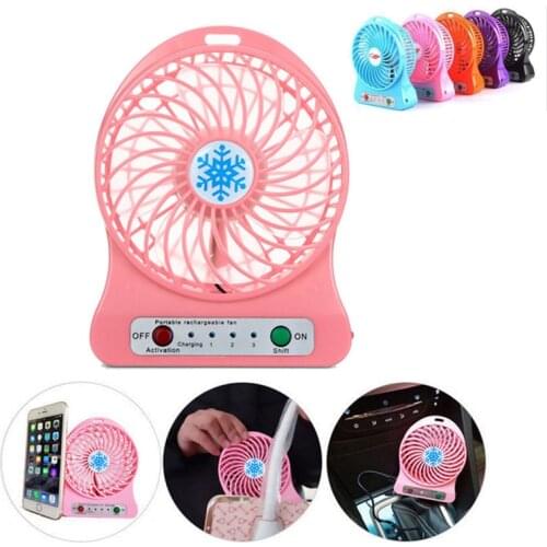 Portable USB Rechargeable Mini Fan LED Light Fan Air Cooler Mini Desk 18650 Battery Fan for Outdoor Camping Student and Office