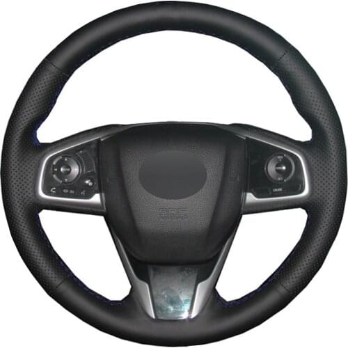 Hand Sewing Car Steering Wheel Cover Wrap Leather Suede For Honda Civic 10 10th Gen CR-V CRV Clarity 2016 2017-2019 2020 2021