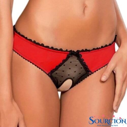 Sexy Open Crotch Panties Plus Size Red Underpants Ladies Sex Underwear Women Visible Hot Erotic Briefs