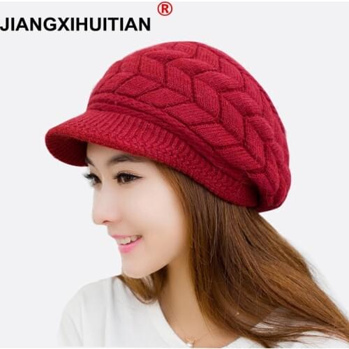 2018 winter Womens Winter Luxury Dot Hat Womens Hats Elasticity High Elasticity Warm Caps Cap Hat Girl Cap Solid Color Female