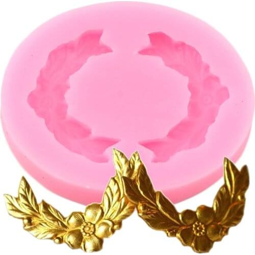 Wreath Silicone Mold Relief Garland Fondant Cake Decorating Tools Chocolate Gumpaste Moulds Polymer Clay Candy Resin Moulds
