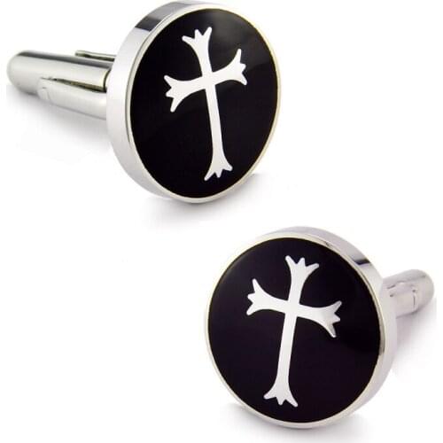 SPARTA Stainless steel + Enamel Cuffliks Knights Hospitaller mens Cuff Links + Free Shipping !!! metal buttons