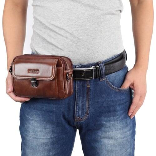 Male Mini Shoulder Messenger Bag Crossbody Money Pouch Male Waist Bags Casual Fashion Genuine Leather Men Waist Belt Phone Bags