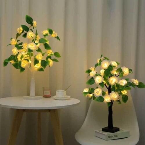 LED Desk Lamp Rose Tree Lamp Valentines Day Gift Interior Room Decoration Lamp Christmas Wedding Party Light Tree