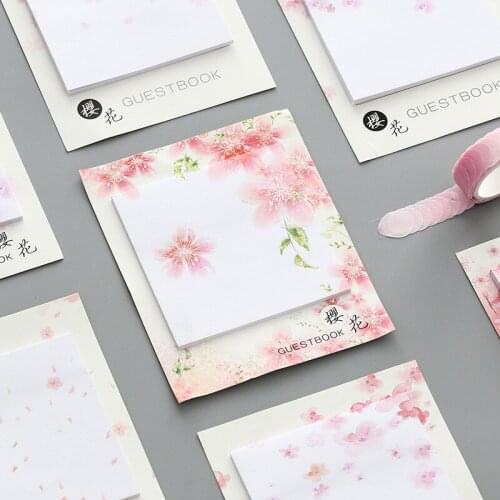 Fresh Cherry Sakura Natural Memo Pad Sticky Notes Shopping Check List Escolar Papelaria School Supply Label