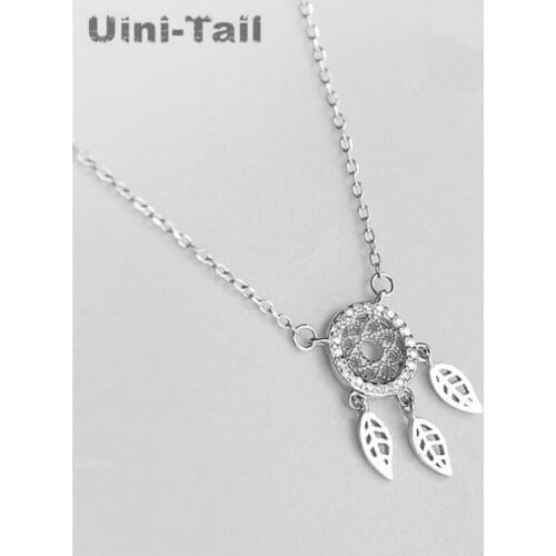 Uini-Tail hot new 925 sterling silver art dream catcher necklace Korean feather pendant simple necklace jewelry wholesale GN094