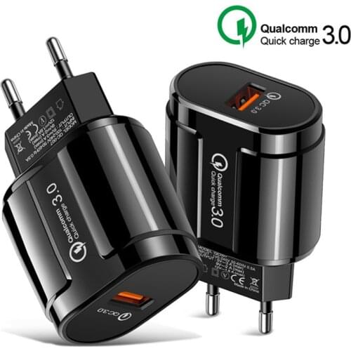 USB Charger Plug Quick Charge 3.0 Fast Charging For iPhone 12 Samsung Xiaomi 11 Portable Mobile Phone US EU Travel Plug Adapter