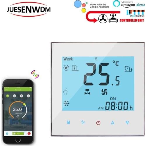 2PIPE Touch screen WIFI thermostat regulator temperature for fan coil unit 24VAC,AC95~240V
