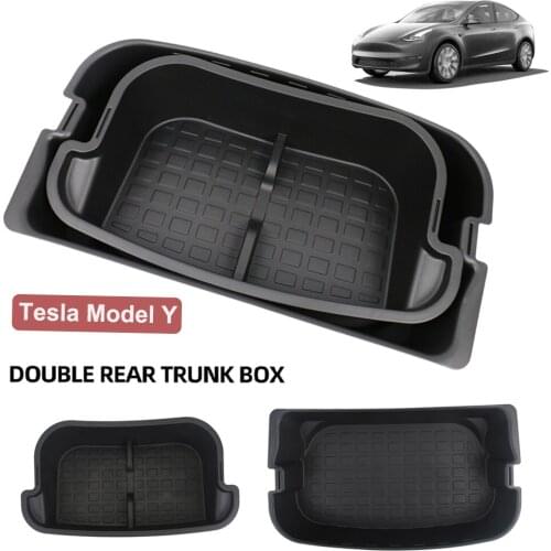 For Tesla Model Y Trunk Storage Box Double-Deck Luggage Organizer Dustproof Cargo Bag Multi-functional Container Car Accessories